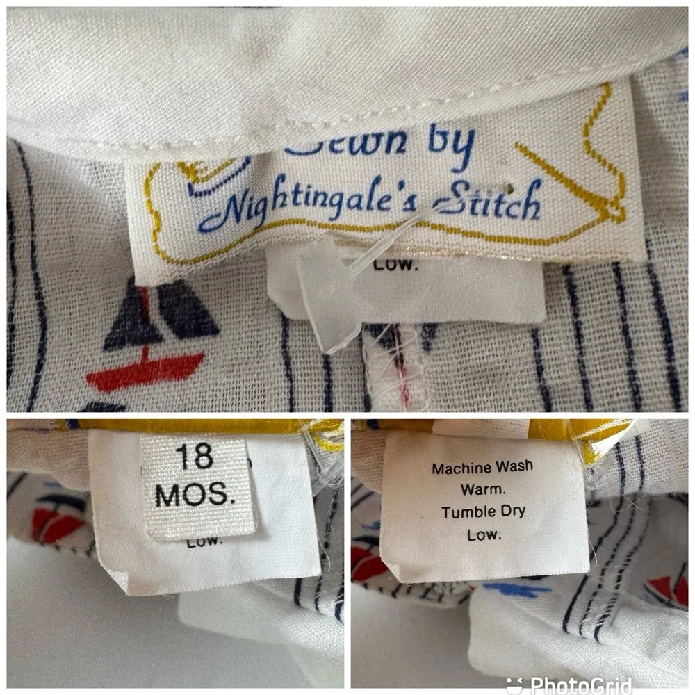Vintage Sailboat Baby Romper One Piece Girls 18 Months Handmade Ruffle Bum‎ Red